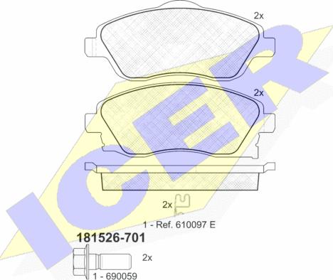Icer 181526-701 - Brake Pad Set, disc brake autospares.lv