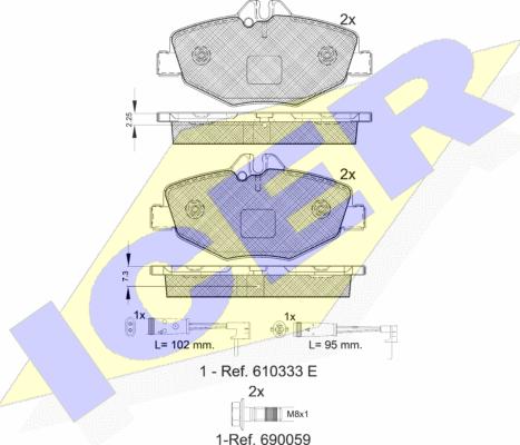 Icer 181527-701 - Brake Pad Set, disc brake autospares.lv