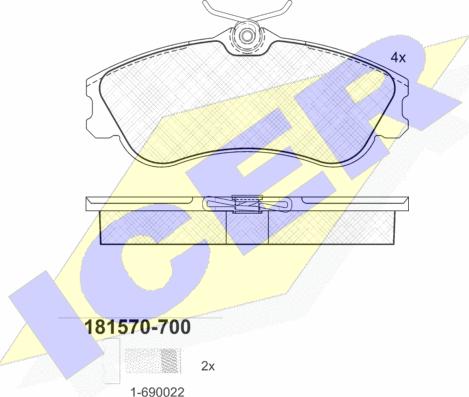 Icer 181570-700 - Brake Pad Set, disc brake autospares.lv