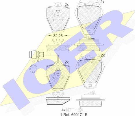 Icer 181691 - Brake Pad Set, disc brake autospares.lv