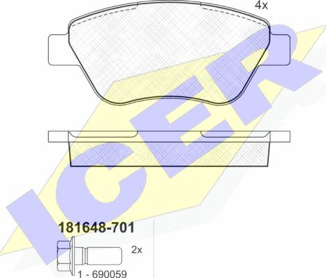 Icer 181648-701 - Brake Pad Set, disc brake autospares.lv