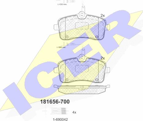 Icer 181656-700 - Brake Pad Set, disc brake autospares.lv