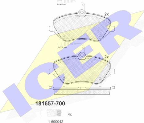 Icer 181657-700 - Brake Pad Set, disc brake autospares.lv