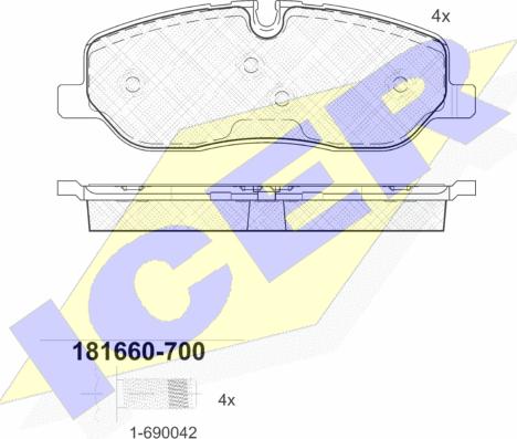 Icer 181660-700 - Brake Pad Set, disc brake autospares.lv