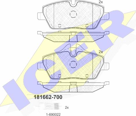 Icer 181662-700 - Brake Pad Set, disc brake autospares.lv