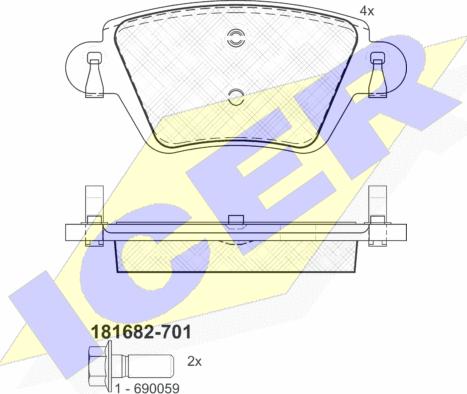 Icer 181682-701 - Brake Pad Set, disc brake autospares.lv