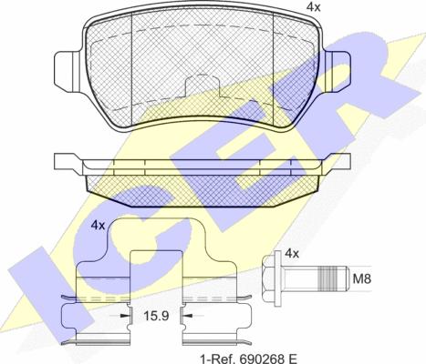 Icer 181622-204 - Brake Pad Set, disc brake autospares.lv