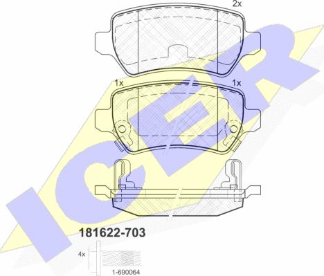 Icer 181622-703 - Brake Pad Set, disc brake autospares.lv