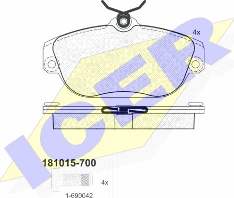 Icer 181015-700 - Brake Pad Set, disc brake autospares.lv