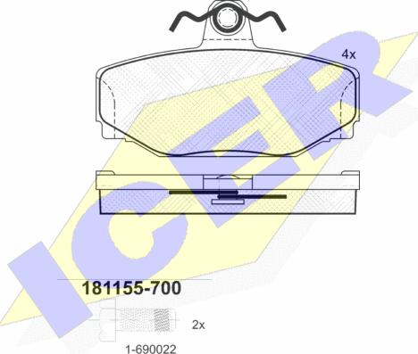 Icer 181155-700 - Brake Pad Set, disc brake autospares.lv