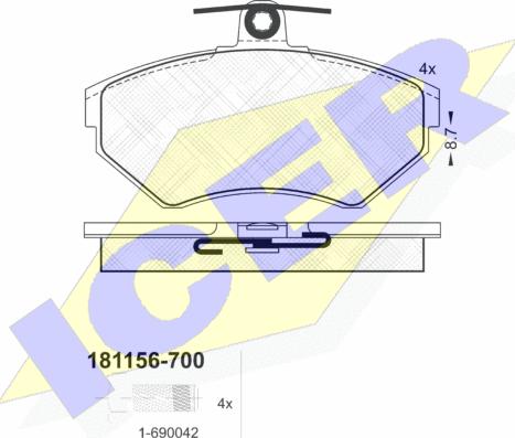 Icer 181156-700 - Brake Pad Set, disc brake autospares.lv