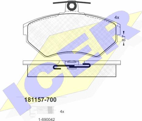 Icer 181157-700 - Brake Pad Set, disc brake autospares.lv