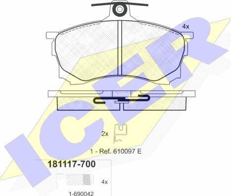 Icer 181117-700 - Brake Pad Set, disc brake autospares.lv