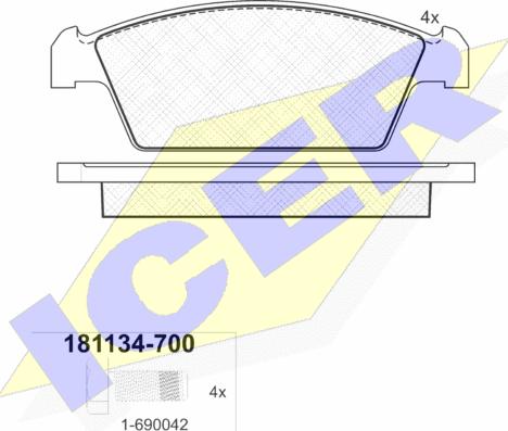 Icer 181134-700 - Brake Pad Set, disc brake autospares.lv