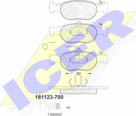 Icer 181123-700 - Brake Pad Set, disc brake autospares.lv