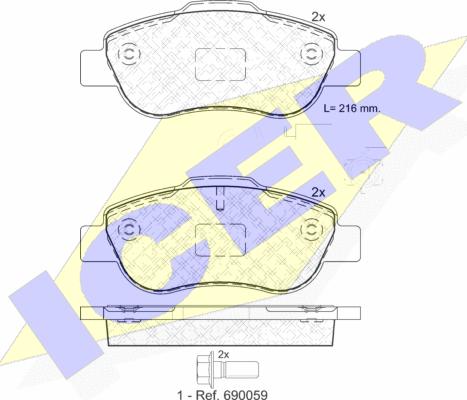 Icer 181843-203 - Brake Pad Set, disc brake autospares.lv