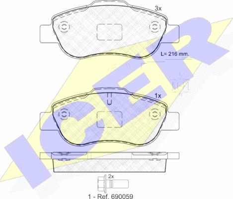 Icer 181843 - Brake Pad Set, disc brake autospares.lv