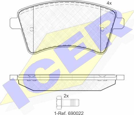 Icer 181854 - Brake Pad Set, disc brake autospares.lv