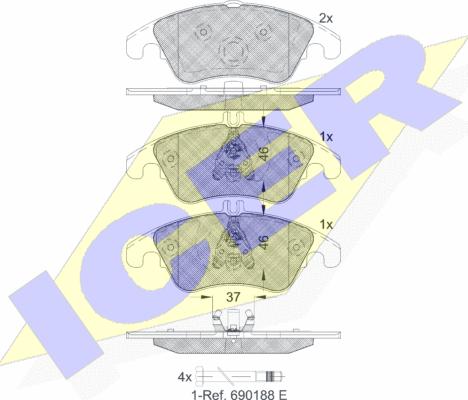 Icer 181865 - Brake Pad Set, disc brake autospares.lv