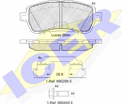 Icer 181881-204 - Brake Pad Set, disc brake autospares.lv