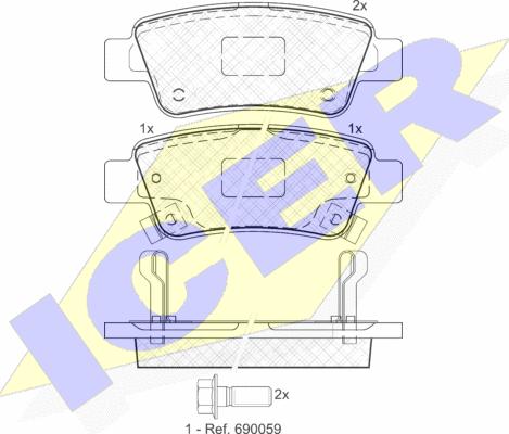 Icer 181888 - Brake Pad Set, disc brake autospares.lv