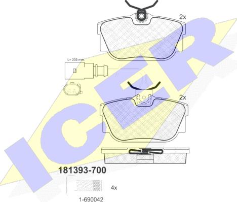 Icer 181393-700 - Brake Pad Set, disc brake autospares.lv