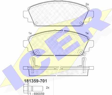 Icer 181359-701 - Brake Pad Set, disc brake autospares.lv