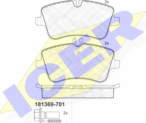 Icer 181369-701 - Brake Pad Set, disc brake autospares.lv