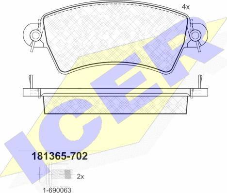 Icer 181365-702 - Brake Pad Set, disc brake autospares.lv