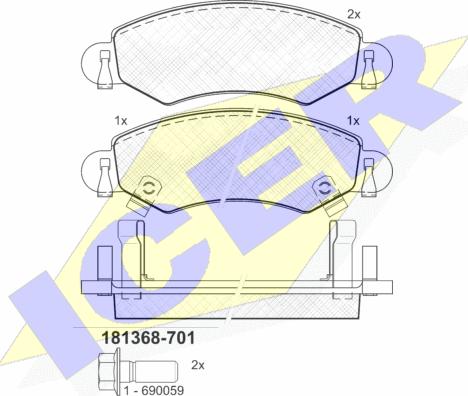 Icer 181368-701 - Brake Pad Set, disc brake autospares.lv