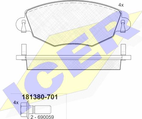 Icer 181380-701 - Brake Pad Set, disc brake autospares.lv