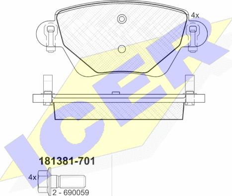 Icer 181381-701 - Brake Pad Set, disc brake autospares.lv