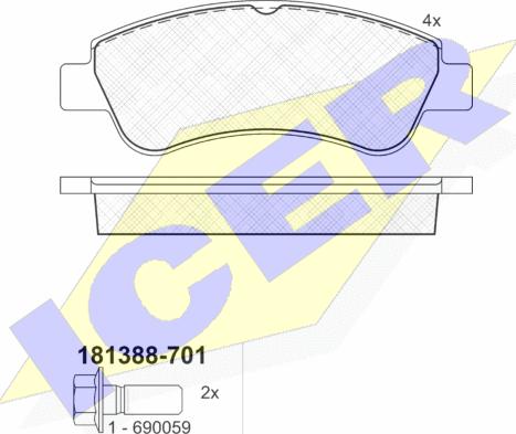 Icer 181388-701 - Brake Pad Set, disc brake autospares.lv