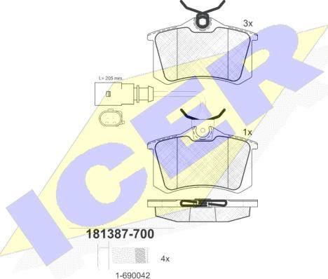 Icer 181387-700 - Brake Pad Set, disc brake autospares.lv