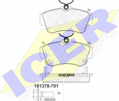 Icer 181378-701 - Brake Pad Set, disc brake autospares.lv