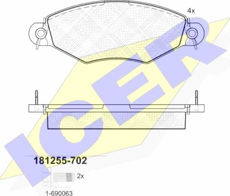 Icer 181255-702 - Brake Pad Set, disc brake autospares.lv