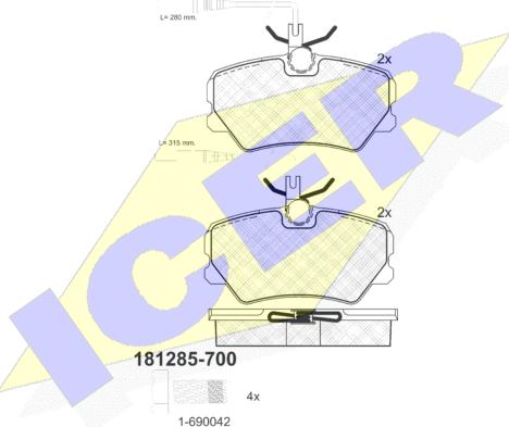 Icer 181285-700 - Brake Pad Set, disc brake autospares.lv