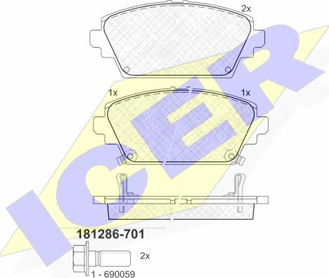 Icer 181286-701 - Brake Pad Set, disc brake autospares.lv