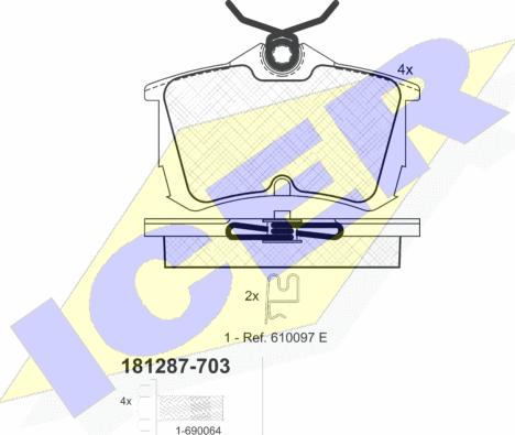 Icer 181287-703 - Brake Pad Set, disc brake autospares.lv