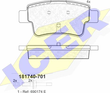 Icer 181740-701 - Brake Pad Set, disc brake autospares.lv