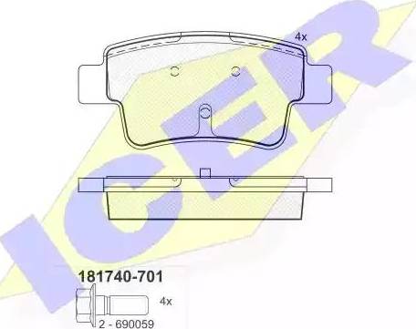 Icer 181740 - Brake Pad Set, disc brake autospares.lv