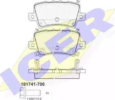 Icer 181741 - Brake Pad Set, disc brake autospares.lv