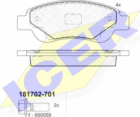 Icer 181702-701 - Brake Pad Set, disc brake autospares.lv