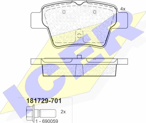 Icer 181729-701 - Brake Pad Set, disc brake autospares.lv