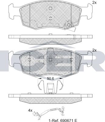 Icer 182422 - Brake Pad Set, disc brake autospares.lv