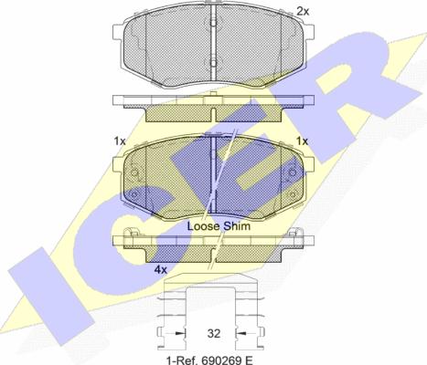 Icer 182094 - Brake Pad Set, disc brake autospares.lv