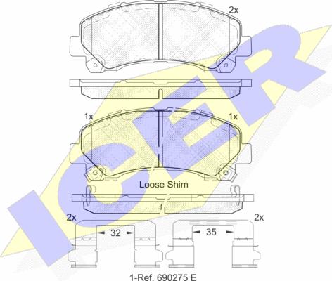 Icer 182082 - Brake Pad Set, disc brake autospares.lv