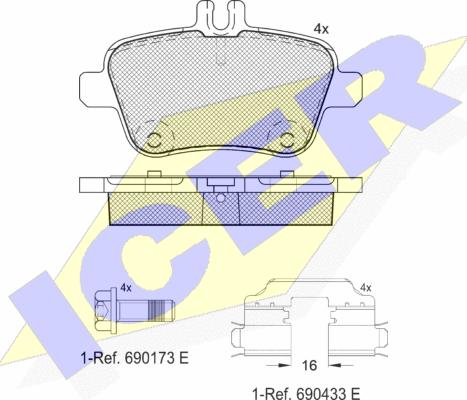 Icer 182039-067 - Brake Pad Set, disc brake autospares.lv