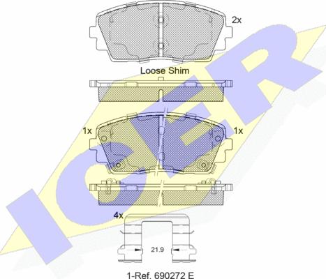 Icer 182034233 - Brake Pad Set, disc brake autospares.lv