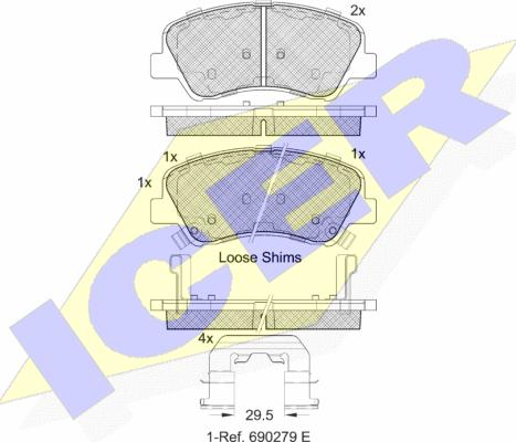 Icer 182035 - Brake Pad Set, disc brake autospares.lv